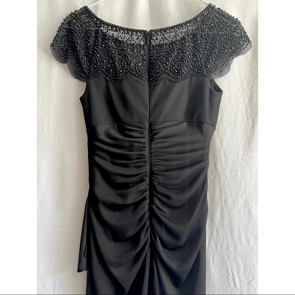 Cache Black Fitted Dress With Rhinestones Around the Top and Cap Sleeves - Picture 3 of 5